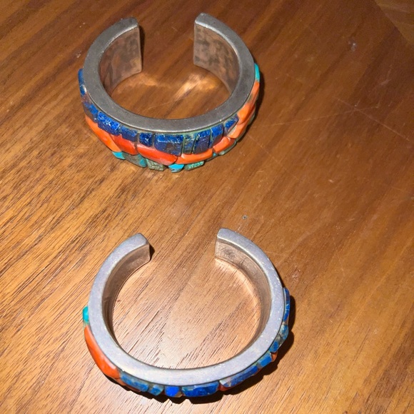 Indian Native American turquoise silver BANGLES - Picture 4 of 4
